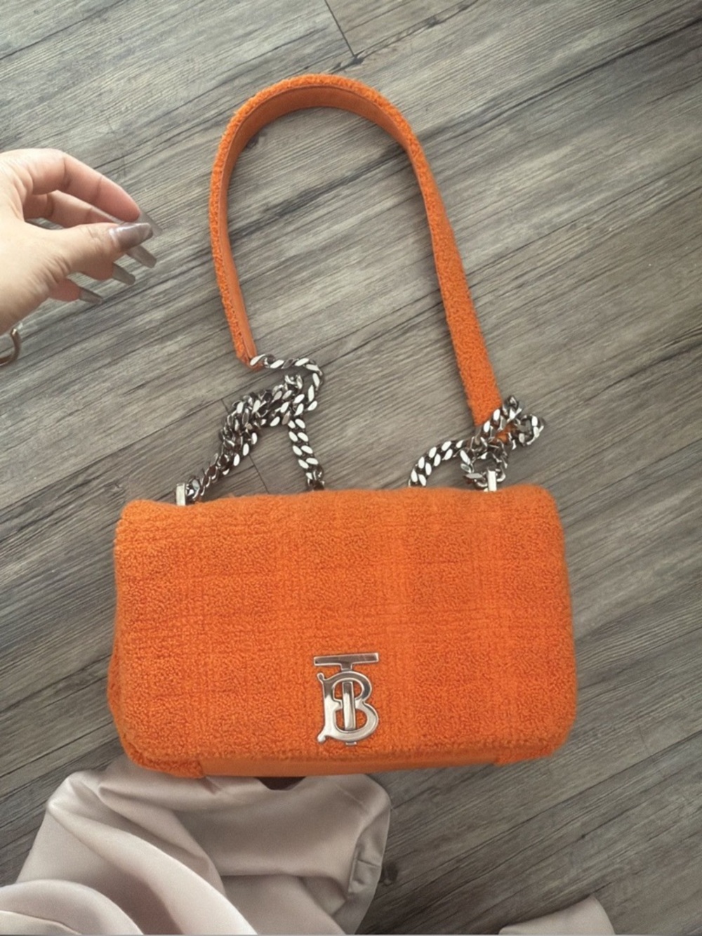 Burberry Orange Sherpa Chain Shoulder Bag